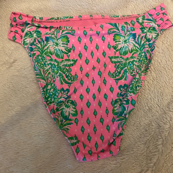 NWOT Lilly Pulitzer Clancy style bikini bottom size 12 in vibrant pink & green - Picture 3 of 9